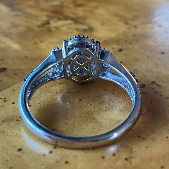 Natural Blue Diamond Sterling Silver Ring Size 8 - Picture 5 of 9